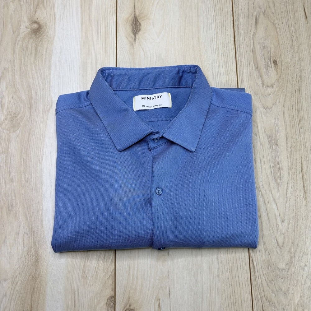 Ministry of Supply Men's Performance Button Down Shirt Blue Size XL Stretch